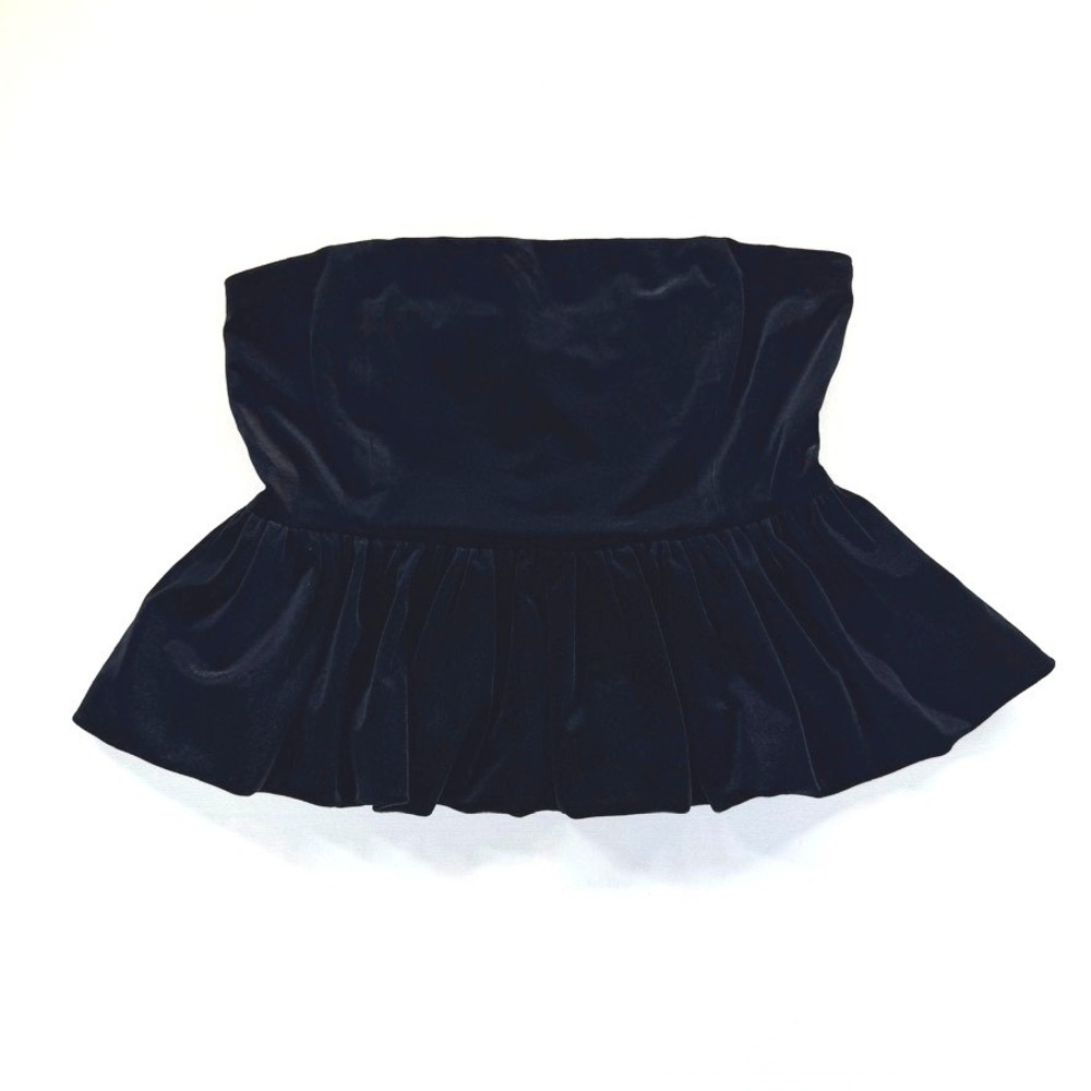 NWT Steve Madden Tessae Black Velvet Strapless Peplum Top M